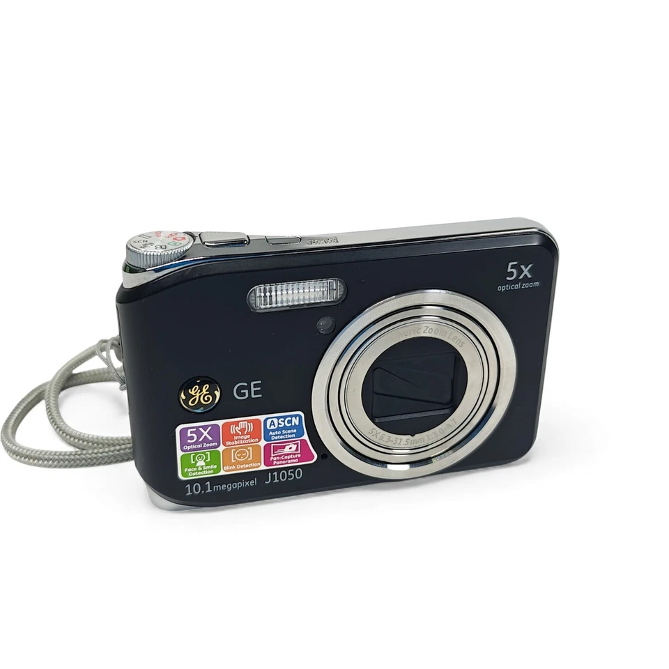 GE J1050 10.1MP Digital Camera Black 5x Zoom Compact Digicam + Charger - Image 2 of 4