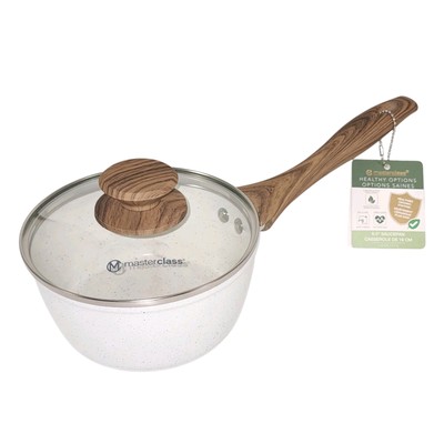 Masterclass Cookware Healthier Ceramic Coating Saucepan With Lid 1.2QT 6.5''Creme