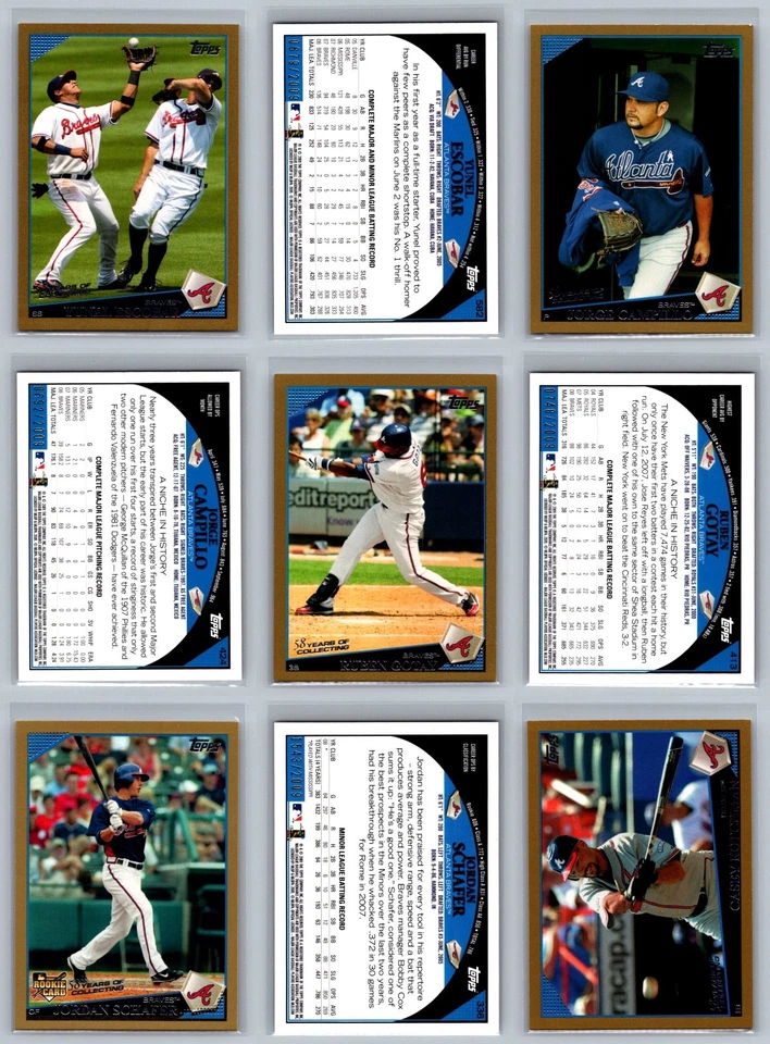 Atlanta Braves Topps Gold Serial Numbered #/2009 Baseball Card Lot (21) NM - Image 2 of 4