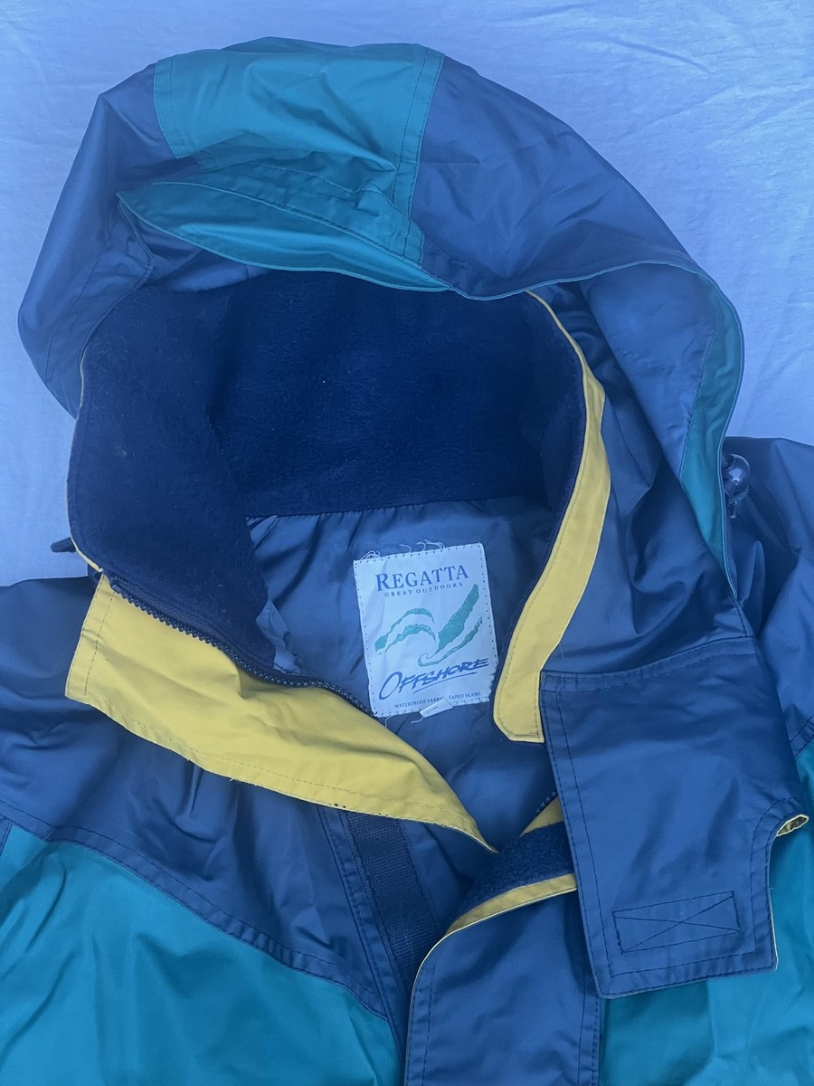 Regatta Offshore Jacket Mens Large Blue Hooded Waterproof Windbreaker Outdoor