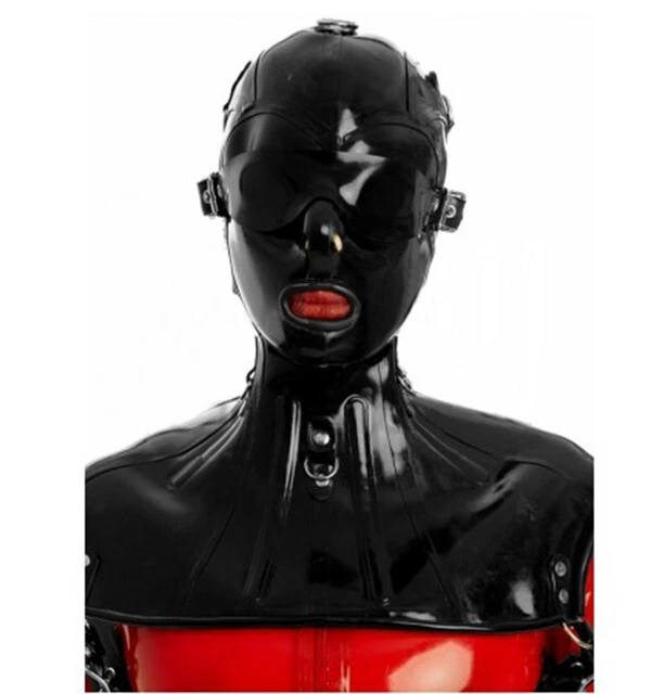 805b Latex Rubber Gummi Mask Hood blindfold circle hole lace up customized 0.7mm - Image 2 of 4