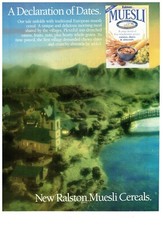 1989 Ralston Muesli Cereal Two Towns Double Page Vintage Print Advertisement