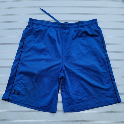 Under Armour HeatGear Athletic Shorts Men's Blue Drawstring Sz Xl