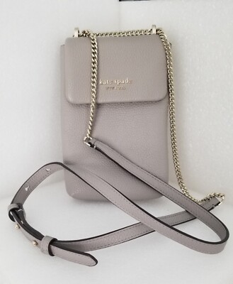 Kate Spade New York Tan Pebbled Leather Crossbody Bag Chain Link
