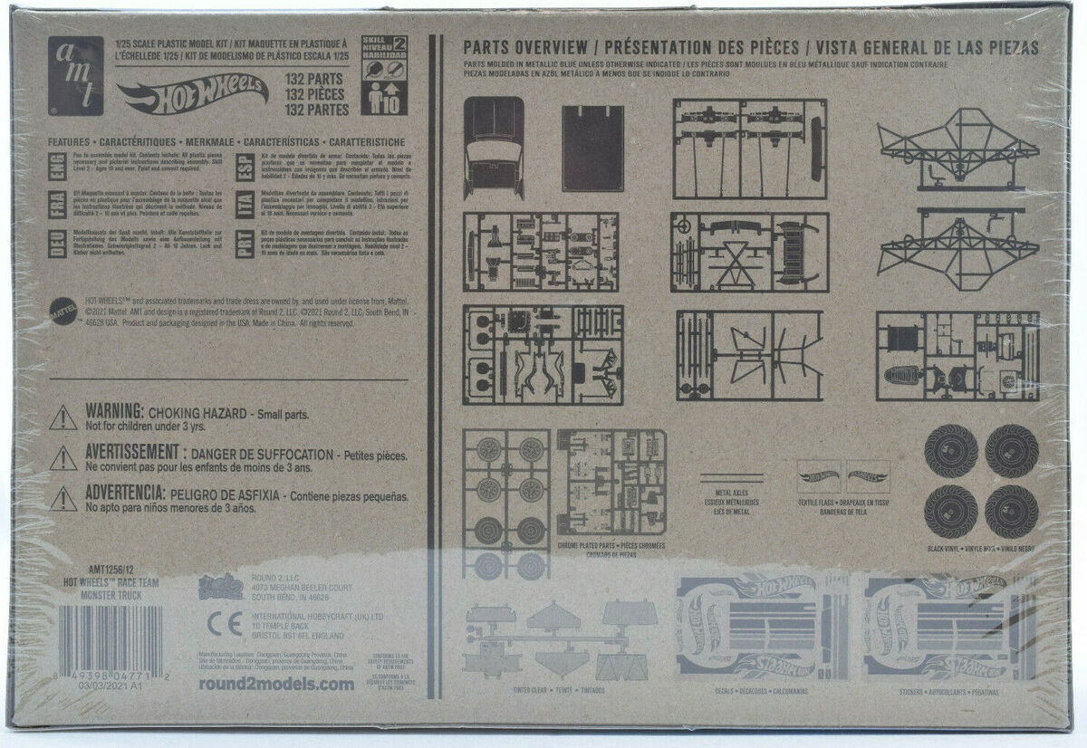 AMT Hot Wheels Race Team Monster Truck 1:25 Scale Plastic Model Car Kit  1256