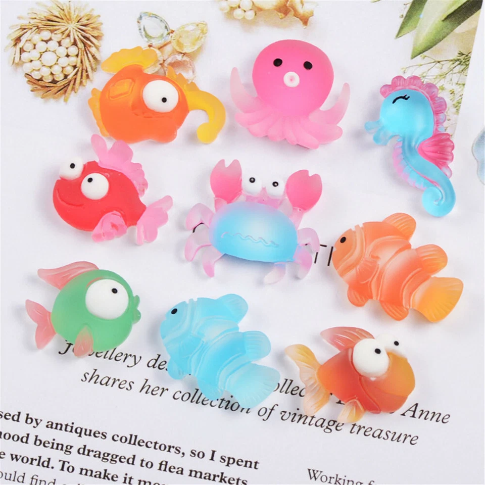 20 Mix Gradient Marine Life Resin Embellishment Cartoon Nautical Art Decor 2-3cm - Image 3 of 4