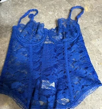 VINTAGE PROMISE BY POIRETTE   BUSTIER !  SIZE 34.  BLUE.   NWOTS