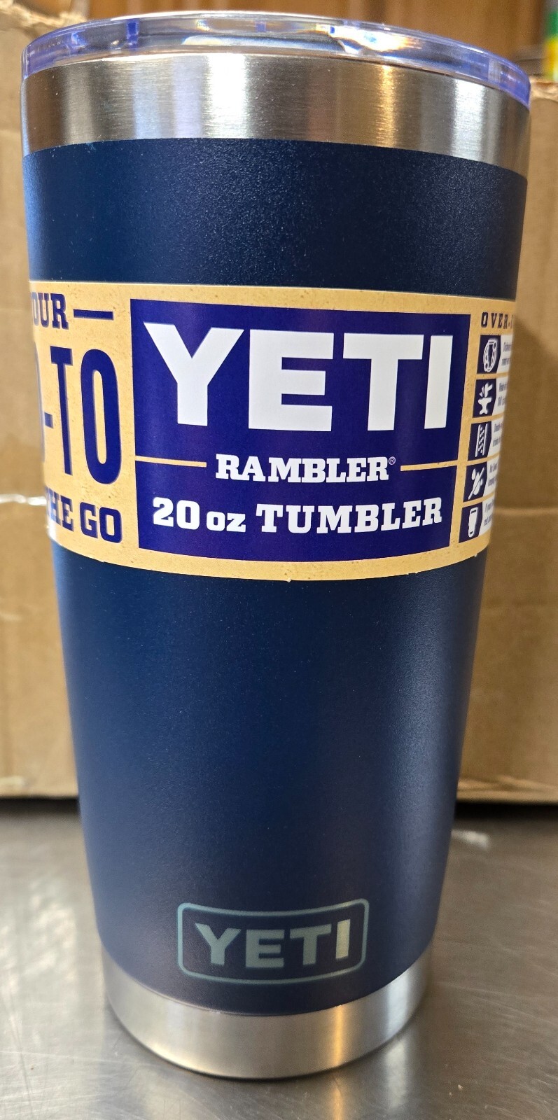 YETI Rambler 20oz Stainless Steel Vacuum Insulated Tumbler in Navy Blue #17 - Brand New