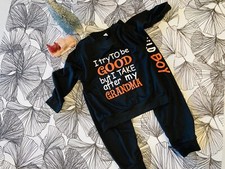 Jogger Set Little Boys  I Try To Be Good But I Take After My Grandma  3/4- 6/8