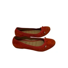 Kelly & Katie Orange Suede Stretch Slip On Flats Closed Toe Bow Detail Womens 9M