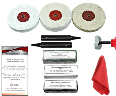 Tischschleifer Zusatzstahl Edelstahl Polieren Schleifen Kit 4  x 1/2  Mopps