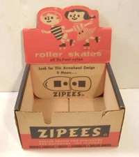 VINTAGE 1957 EMPTY DISPLAY BOX ZIPEES KIDS CHILDRENS ROLLER SKATES MANNING MFG
