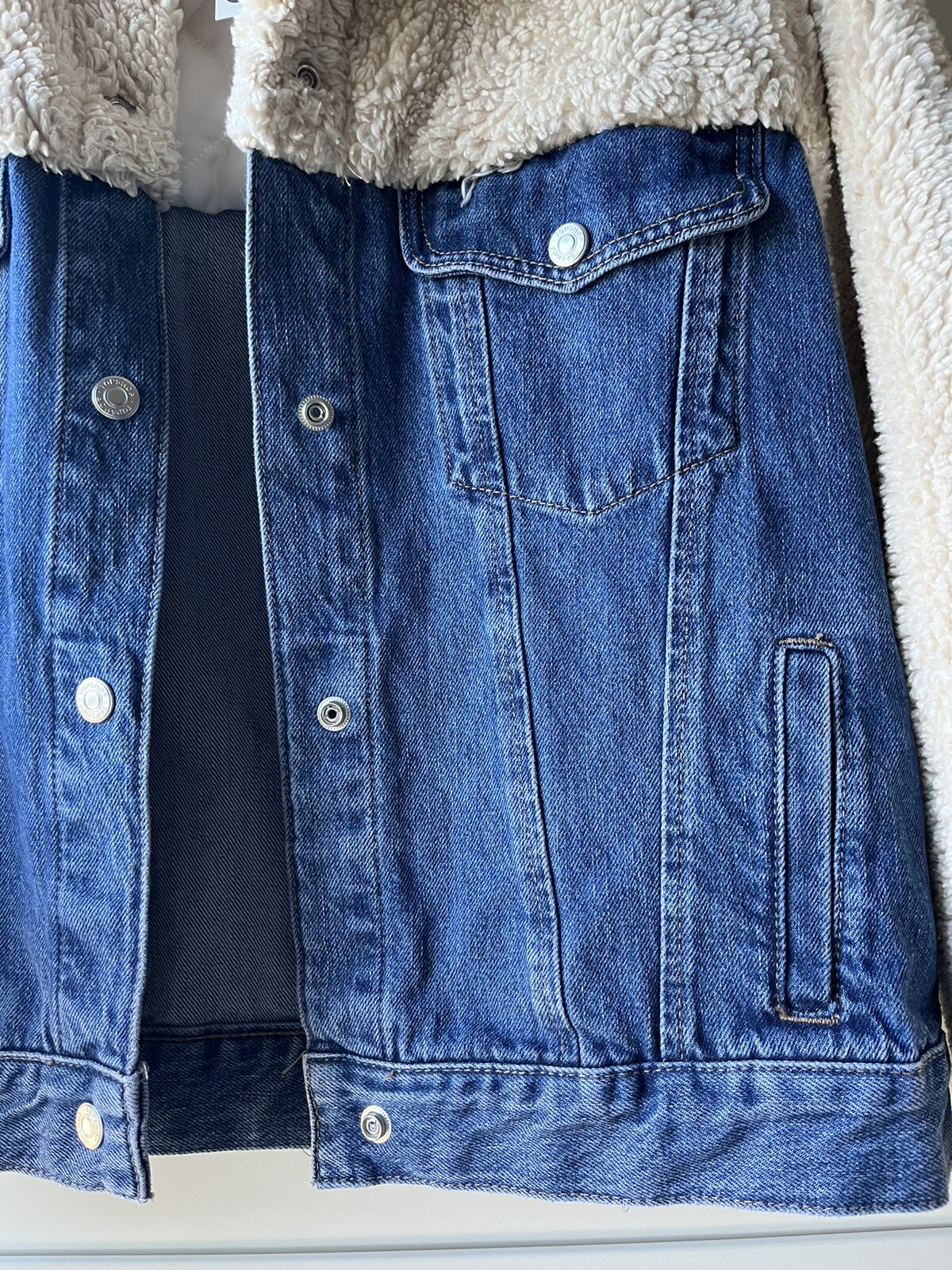 Denim Jacket, US Size 10, Cozy Denim Jacket with pockets, Fall