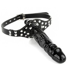 Double Ended Plugs Open Mouth Gags PU Leather Oral Strap Harness Binding