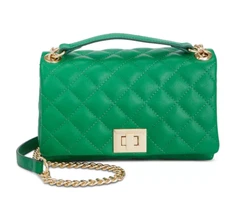 I.N.C International Concepts Green Small Ajae Quilted Crossbody Pine Green Gold