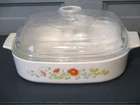Vtg Corning Ware A-10-B 10x10x2 Wildflower Casserole dish w/Pyrex Lid A-12-C