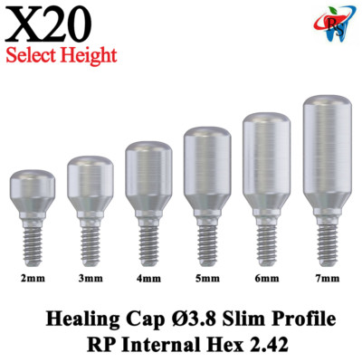20pcs Dental Prosthetic Healing Cap Adapter Head RP Ø3.8 Int Hex 2.42 Titanium