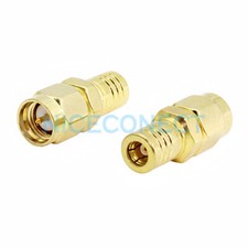 2x SMB Female Jack to SMA Male Plug Straight RF Adapter Coaxial Connector Gold