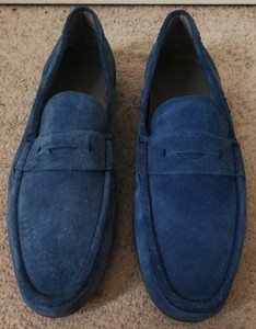 hugo boss blue suede loafers