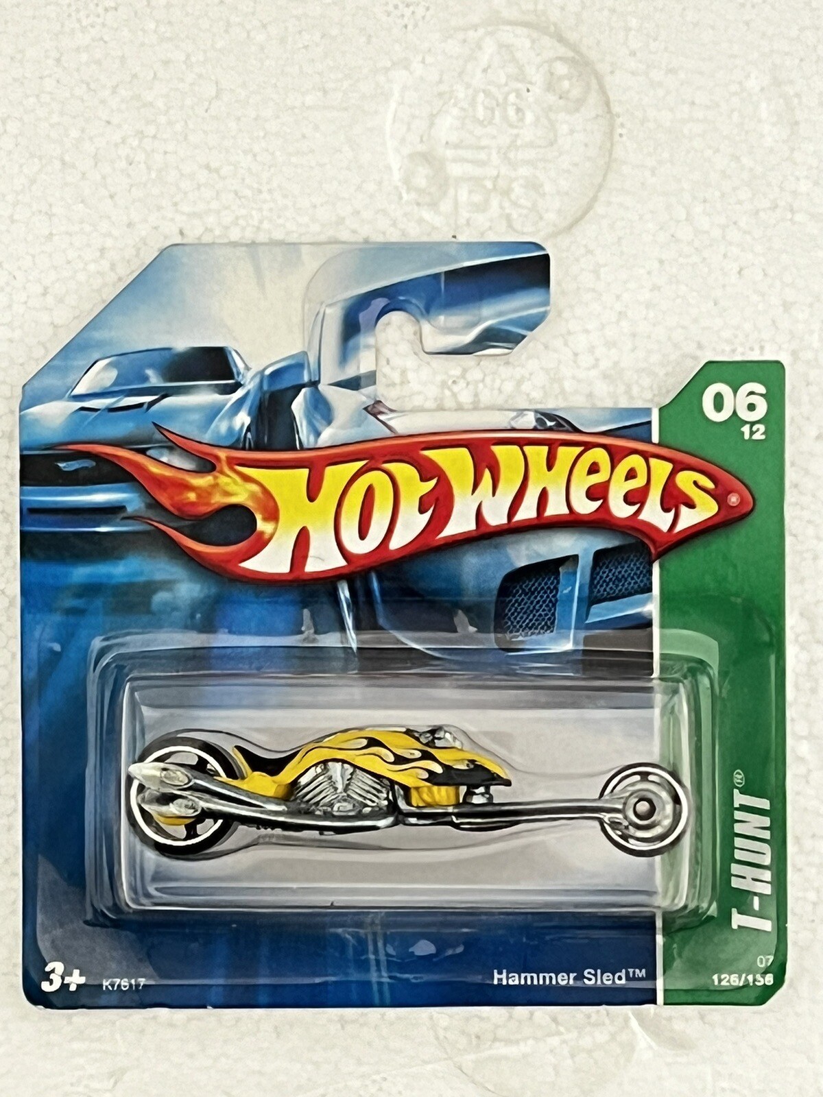 Hot Wheels 2007 #126 T-HUNT 6/12 Hammer Sled - HTF Short-Card