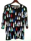 MARIMEKKO 3/4 SLEEVE TEAR DROP  PATTERN STRETCH VISCOSE TOP ROPS SZ XS GUC