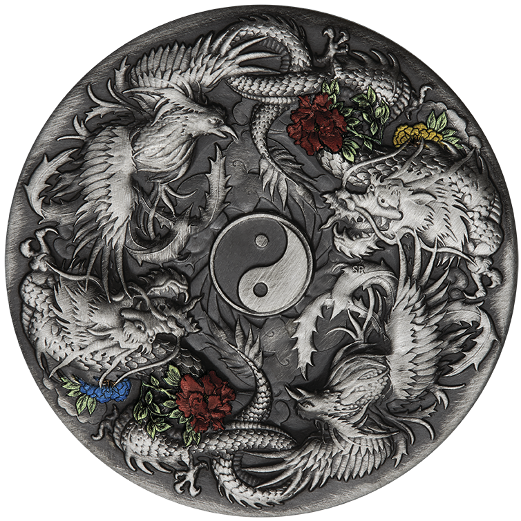 2021 Double Dragon and Double Phoenix with Yin Yang 2oz 2021 Double Dragon and Double Phoenix with Yin Yang 2oz
