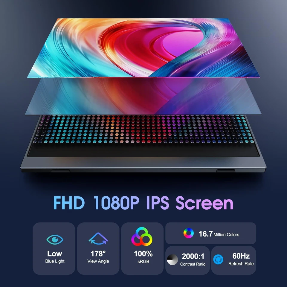 15.6 Zoll Portable Monitor 60Hz FHD 1920*1080 IPS Tragbarer Monitore für Mobile - Bild 4 von 4