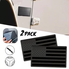 2Pcs 3D Metal USA Flag Sticker American Car Truck Decal Emblem Black Sticker