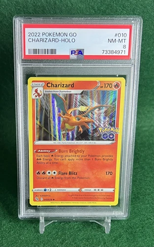 2022 Pokémon TCG Charizard Pokemon GO 010/078 Holo Rare PSA NEAR MINT 8