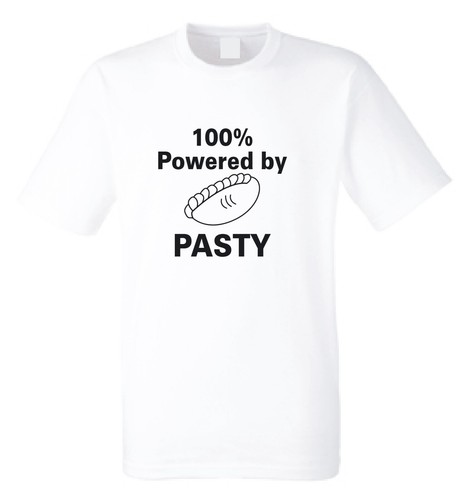 100 percent powered by PASTY Cornwall T-shirt Cornish T Shirt as seen on BGT - Picture 11 of 15