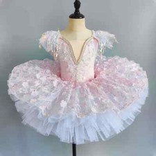 Princess Party Costume Kid Sequin Flower Dress Girls Dance Wear Gymnastic Ballet