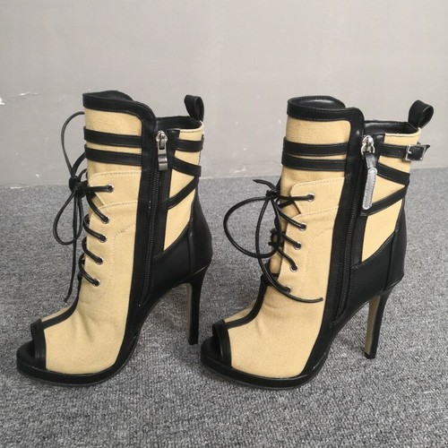 Fashion Women Ankle Boots Peep Toe High Heels Shoes Woman Boots Plus Size 4-20 - Picture 6 of 7