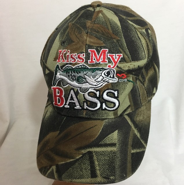 Men’s Camo Fishing Baseball Cap Embroidered “Kiss My BASS” Adjustable