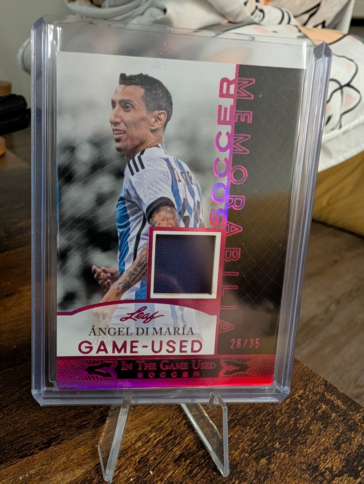 ANGEL DI MARIA 2024 Leaf In The Game Used Jersey  Patch Card ARGENTINA /35 Pink