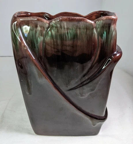 Vintage Royal Haeger Pottery Rectangle Drip Glaze Vase B651 As Is