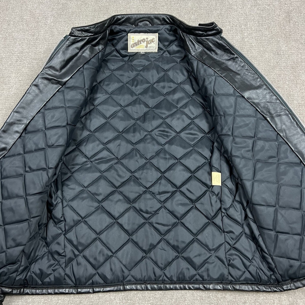 Vintage 70s Astro Jac Cafe Racer Leather Jacket Quilt Lined Vintage 70s Astro Jac Cafe Racer Leather Jacket Quilt Lined