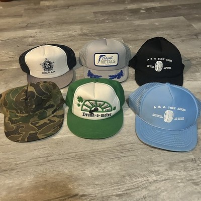 Lot of 6 Vintage Trucker Hats SnapBack Caps Rope Brim Corduroy Patch Foam Front