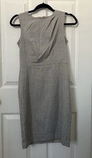 Ann Taylor Petite Pleated-Waist Sheath Dress In Crosshatch 00P Neutral Motif 