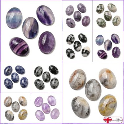 2 Edelsteine Cabochon oval gewölbt 18 mm x 13 mm Flachrücken Kamee  