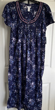 NWT ADONNA SMALL BLUE FLORAL NIGHTGOWN SHORT SLVS SCOOP NECK EMBROIDERY LACE