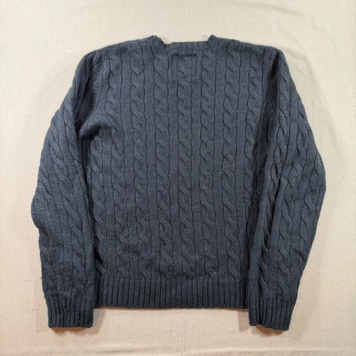 Abercrombie Wool Cable Knit Sweater Mens XL Black Pullover Muscle Stretch Soft - Picture 6 of 8