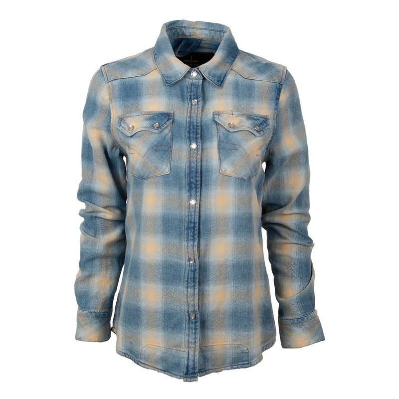 StS Ranchwear Western Shirt Womens Plaid L/S Merrit 2XL Blue STS9821 CLEARANCE