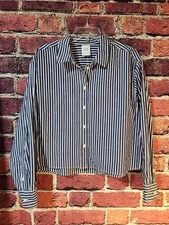 Gap The Big Shirt Button Front Shirt Blue White Stripe Sz L C50
