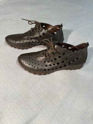 LIT FOOT Brown Leather Perforated Oxford Comfort Shoes Lace Up Women's Size 8.5