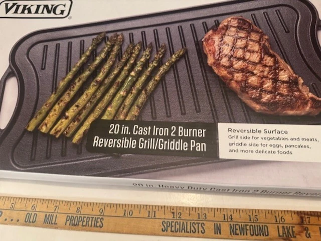NEW - FABULOUS VIKING 20" DOUBLE BURNER CAST IRON REVERSIBLE GRILL/GRIDDLE