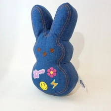 Peeps Dark Blue Denim Plush Bunny Toy, 10″ Easter Stuffed Animal