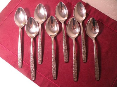Set Of 8 Place Oval Soup Spoons Oneida Northland MONTE CARLO Stainless 7''