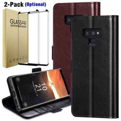 For Samsung Galaxy Note 9 Case Shockproof Leather Wallet Cover / Tempered Glass