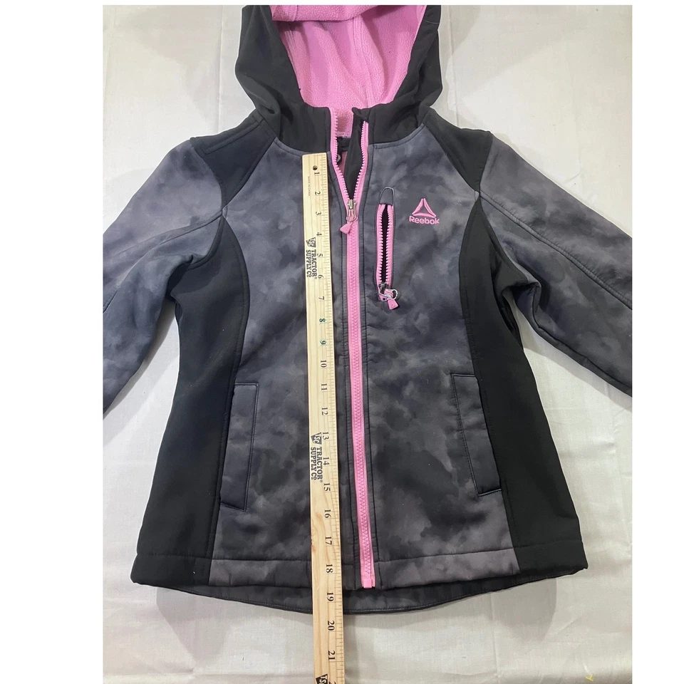 Chaqueta Softshell Reebok Niñas Talla 6/6x Gris Rosa Cremallera Abrigo Activo Foto 2 de 4