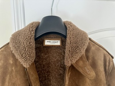 Saint Laurent Men's Suede Shearling Jacket Sz 48, US 38. New, Worn